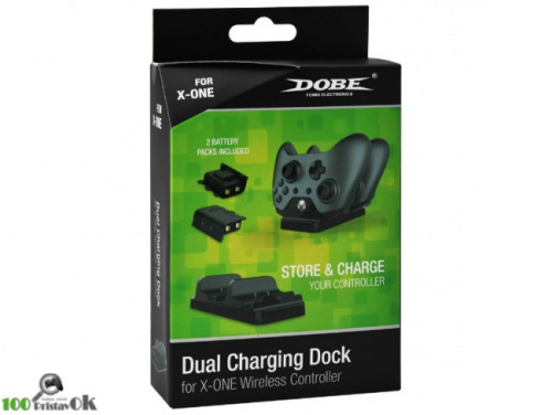 Зарядный набор 4 в 1 для XBOX ONE (DOBE): Зарядная станция/ 2 аккумулятора 300 mAh/ Зарядный кабель (Чёрный)(TYX-532)[XBOX ONE]